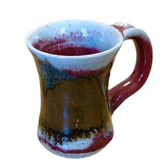 Small Hand-Thrown Ceramic Glaze-Dripped Sipping Mug or Pitcher - Picture 3 of 5